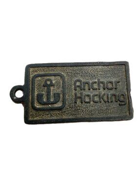 Anchor Hocking Steel Metal Pendant Keychain Fob Lancaster Ohio READ